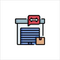 A box with a red arrow and a speech bubble vector