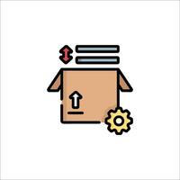 A box with a gear and a clock icon vector