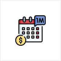 A calendar with a dollar coin icon vector