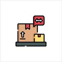 A box with a red arrow and a speech bubble vector