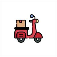 A red scooter with a box on the back vector