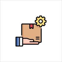 A hand holding a box with a gear on it vector