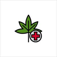 A marijuana leaf with a red cross on it vector