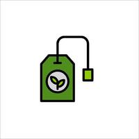 A green tea bag with a leaf on it vector