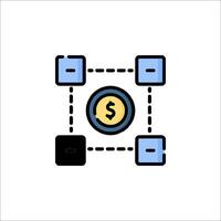 A dollar coin is surrounded by a square vector