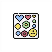 A smiley face with flowers and hearts vector
