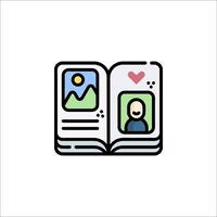 A book with a photo of a man and a heart vector