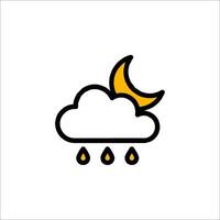 A cloud and moon with rain drops vector