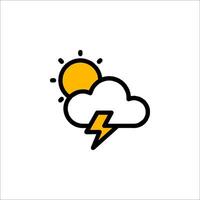 A weather icon with lightning and cloud vector