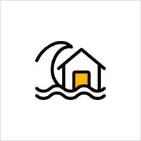 A house with a wave and a wave coming in vector