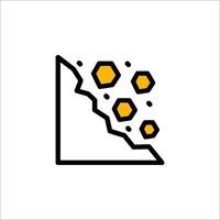 A line icon of a mountain with a line of honeycombs vector