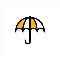 An umbrella icon with a yellow and black color scheme vector