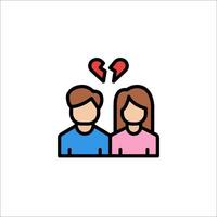 Couple with broken heart icon, illustration vector