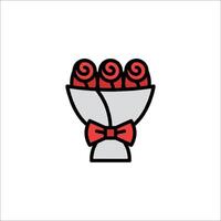 A red rose bouquet with a bow tied to it vector