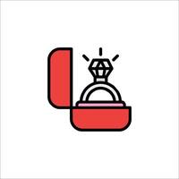 An engagement ring in a box icon vector
