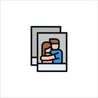 A couple hugging in a photo frame vector