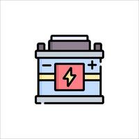A car battery icon with a lightning bolt vector