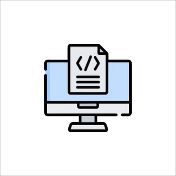 A computer monitor with a document on it vector