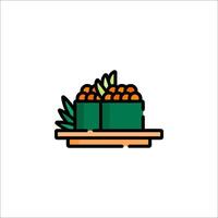 A plate with fruit and leaves on it vector