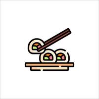 Sushi icon with chopsticks on top of it vector