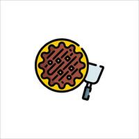 A pie icon with a knife and fork vector