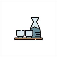 A line drawing of a glass and a pitcher vector
