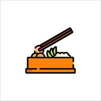 A line icon of chopsticks and rice in a bowl vector