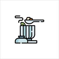 A line icon of a blender with food in it vector