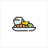 A plate with food and a bowl of soup vector