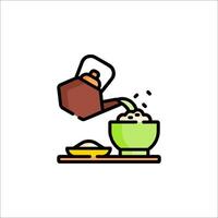 Rice and water icon, line style vector
