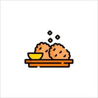 A plate with food and a bowl of sauce vector