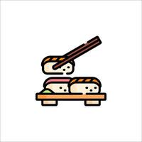 Sushi icon with chopsticks on top of it vector