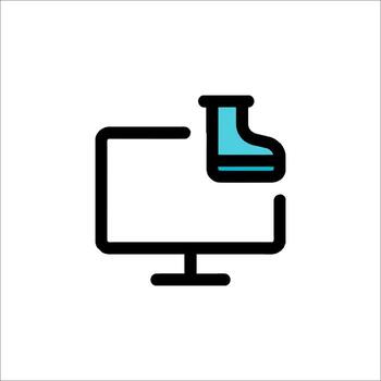 A computer monitor with a shoe on it vector