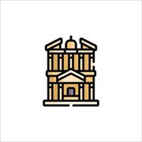 A building icon with a clock on top vector