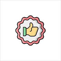 A thumbs up icon with a pink background vector