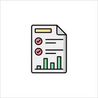 A document with a check mark and a bar chart vector