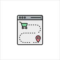 A shopping cart icon with a map and a pin vector