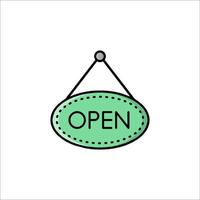 Open sign hanging on a wall illustration vector