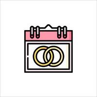 Calendar icon with two wedding rings vector