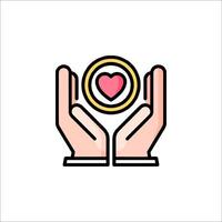 Hands holding a heart icon vector