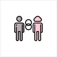 Two people are standing next to each other, one is holding a sign vector