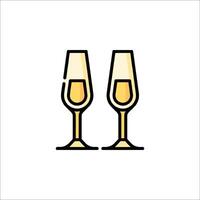 Two glasses of champagne on a white background vector