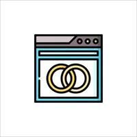 A wedding ring icon on a computer screen vector