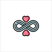 Infinity symbol with two hearts in the middle vector