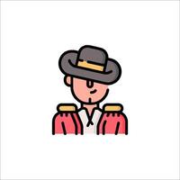 A man in a hat and jacket icon vector
