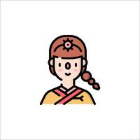 A girl with a red headband and a pink bow vector