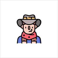 A cowboy icon with a hat and scarf vector