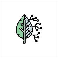 A leaf with a circuit board on it vector