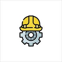 A yellow hard hat with gears on it vector