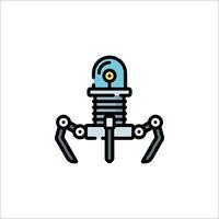 A robot with a head on it and a light bulb vector